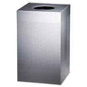 RUBBERMAID COMMERCIAL 20 gal Square Trash Can, Silver Metallic, Top Hole, Steel FGSC18EPLSM